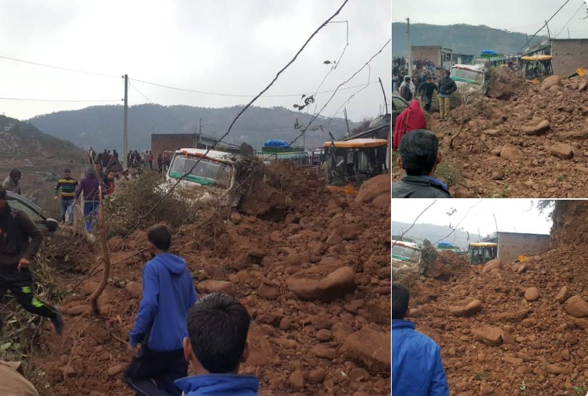 Two persons were injured and three vehicles were damaged in landslide at Udhampur