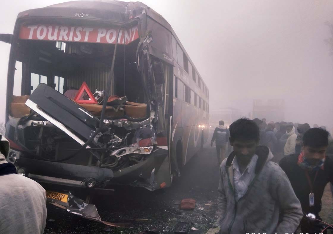 Speeding Bus Hit Parked Bus seven Killed many injured In Rajasthan