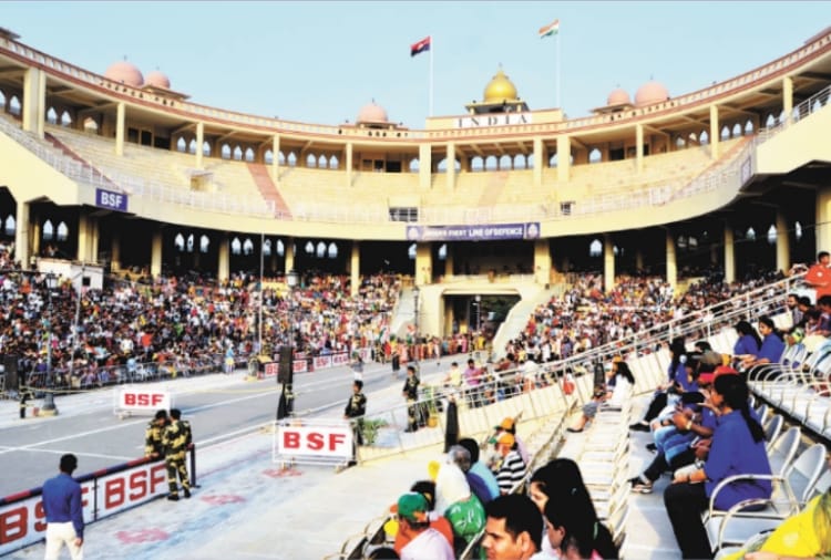 Home Minister Rajnath Singh on a visit Wagah-Attari in Amritsar