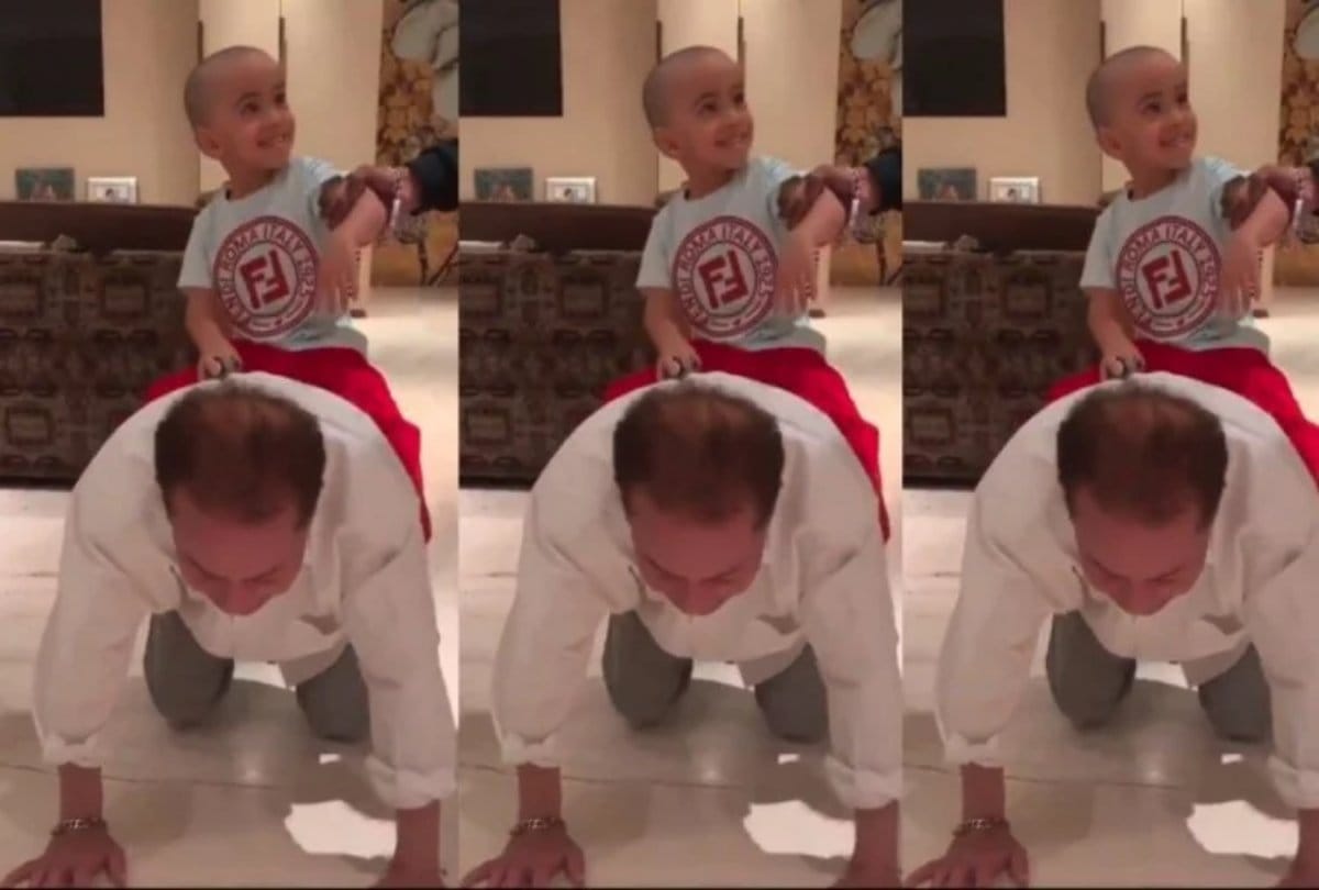 salman khan father salim khan become horse at the age of 83 for arpita son