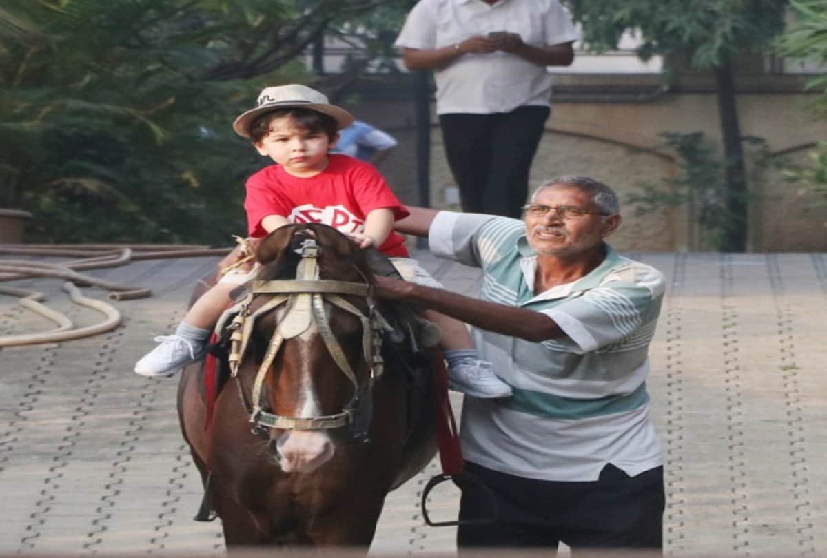 taimur ali khan is seen doing horse riding