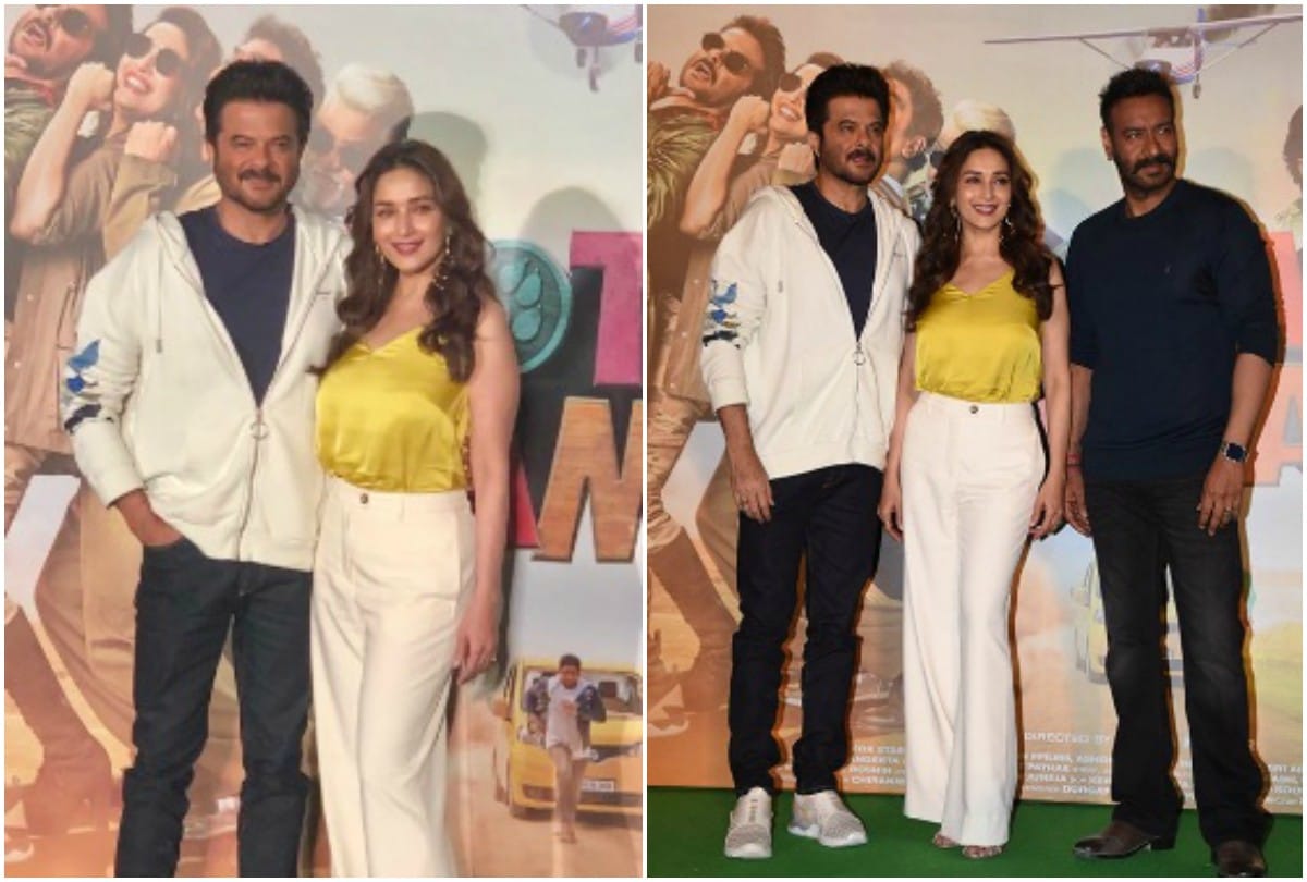 madhuri dixit look hot in this red jump suit