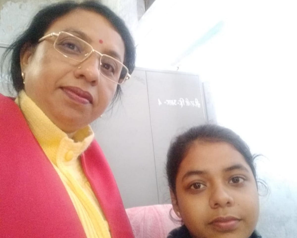 National girls day selfie with daughter at workplace in districts of purvanchal