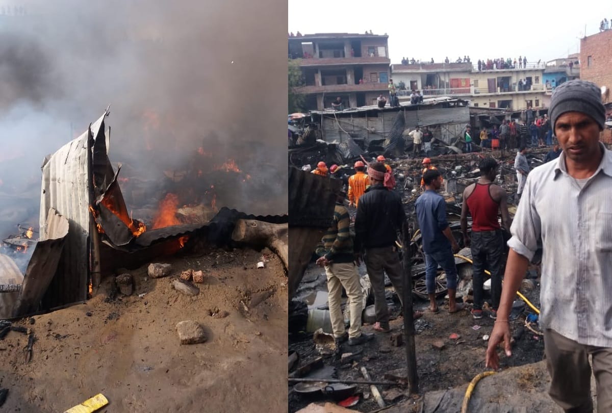 gurugram more than 200 shanties gutted in fire 7 month old burn 3 kids missing all update