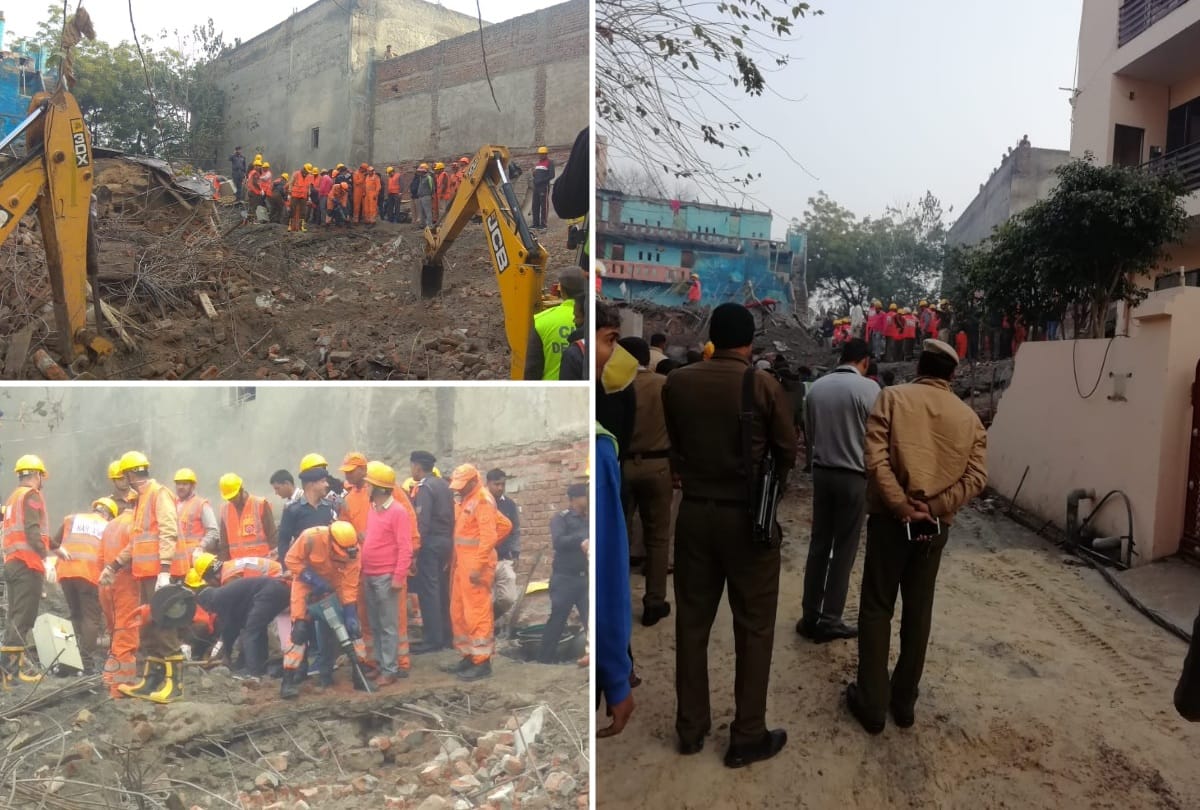 gurugram four storey building collapse 7 fear to trap under debri see in photos