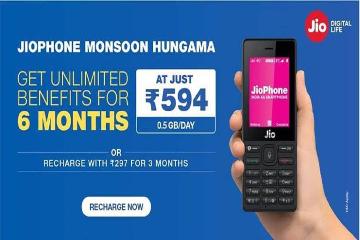 Reliance Jio launches long term packs at Rs 594 and Rs 297 for Jio Phone users