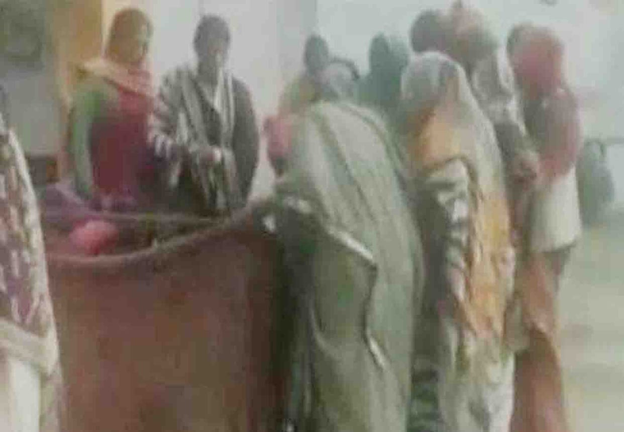 a woman was forced to give birth on road after being forced out of a hospital in up jalaun