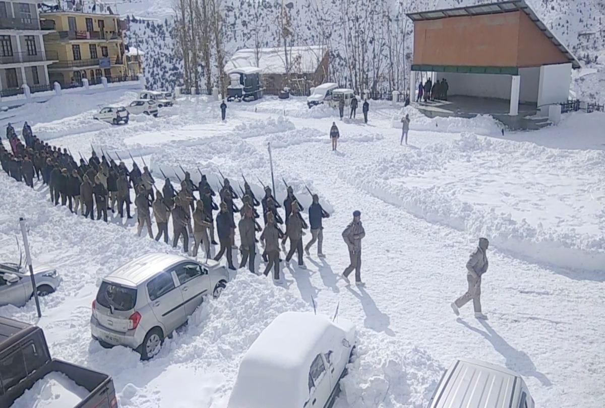 Republic Day parade rehearsal in minus 11 degree temperature in keylong himachal