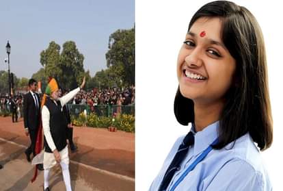 नंदिनी गर्ग का फाइल फोटो और साइड में पीएम मोदी