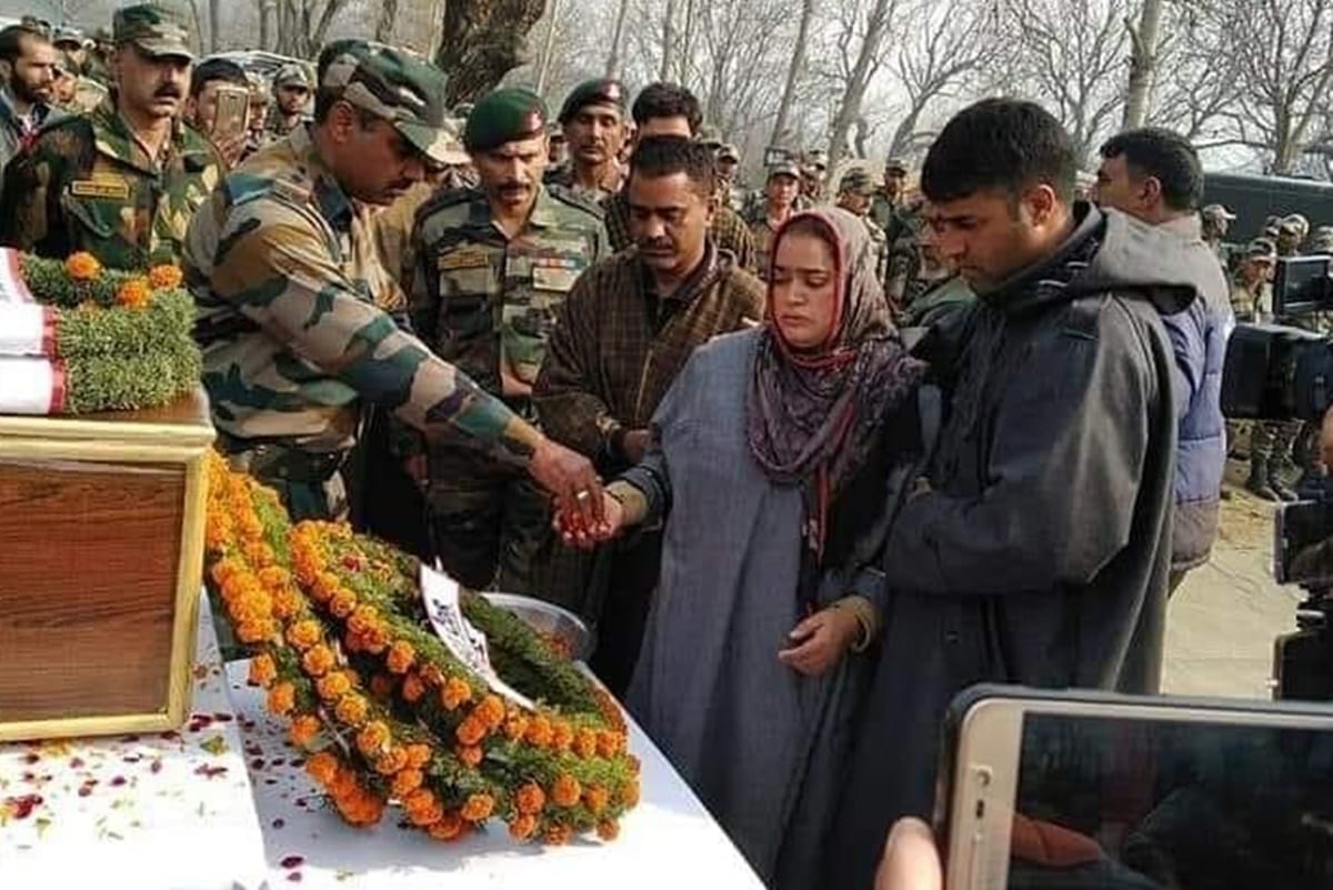 wife of martyred Nazir Ahmed Wani said the sacrifice of husband does not let her cry