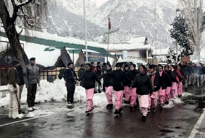 Republic Day parade rehearsal in minus 11 degree temperature in keylong himachal
