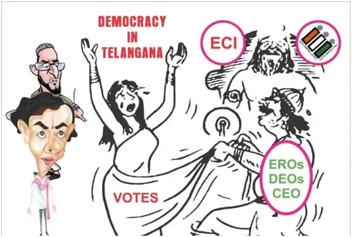 Congress poster compares Democracy in Telangana to Draupadi disrobed
