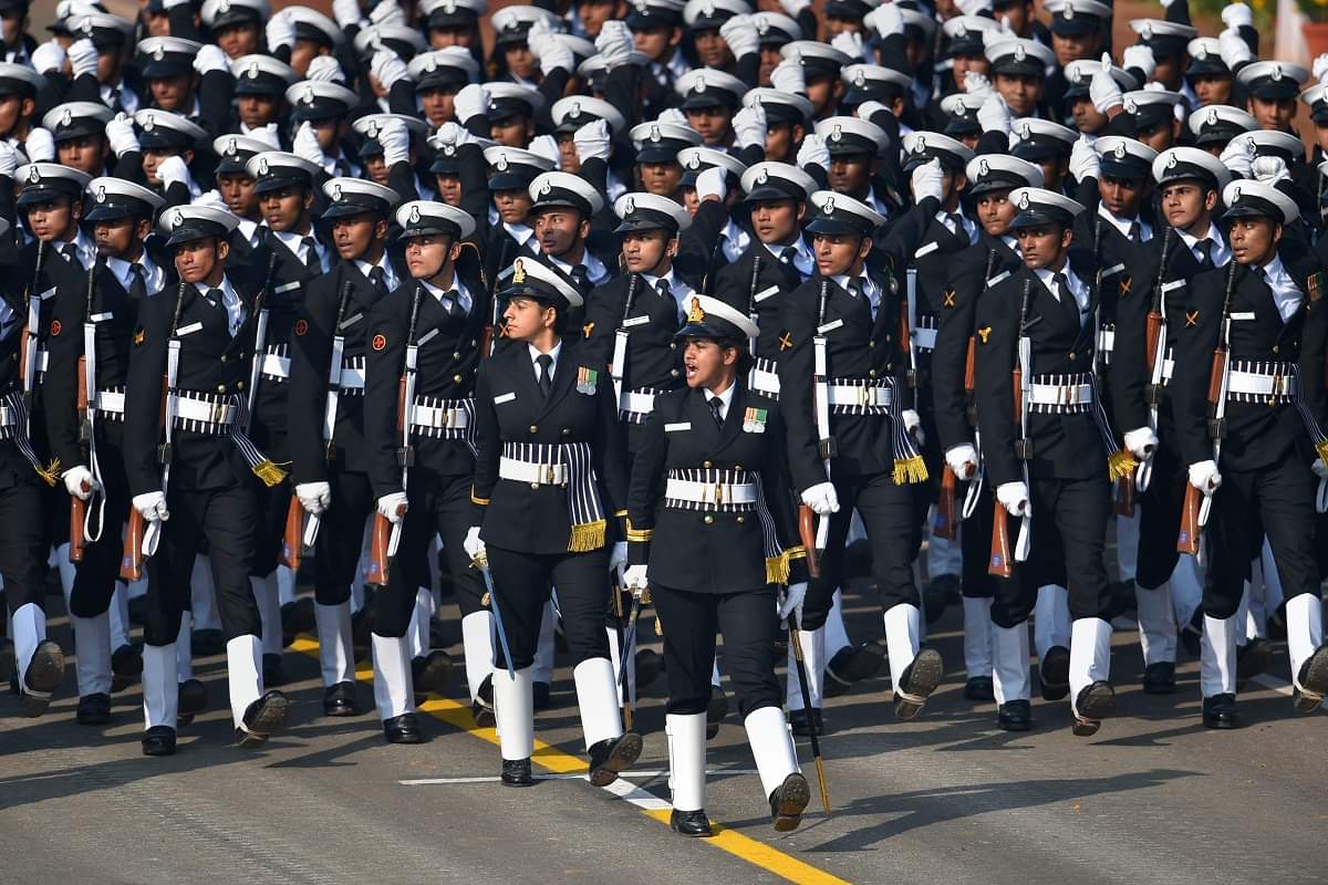 Female contingents in Independence day parade on Rajpath