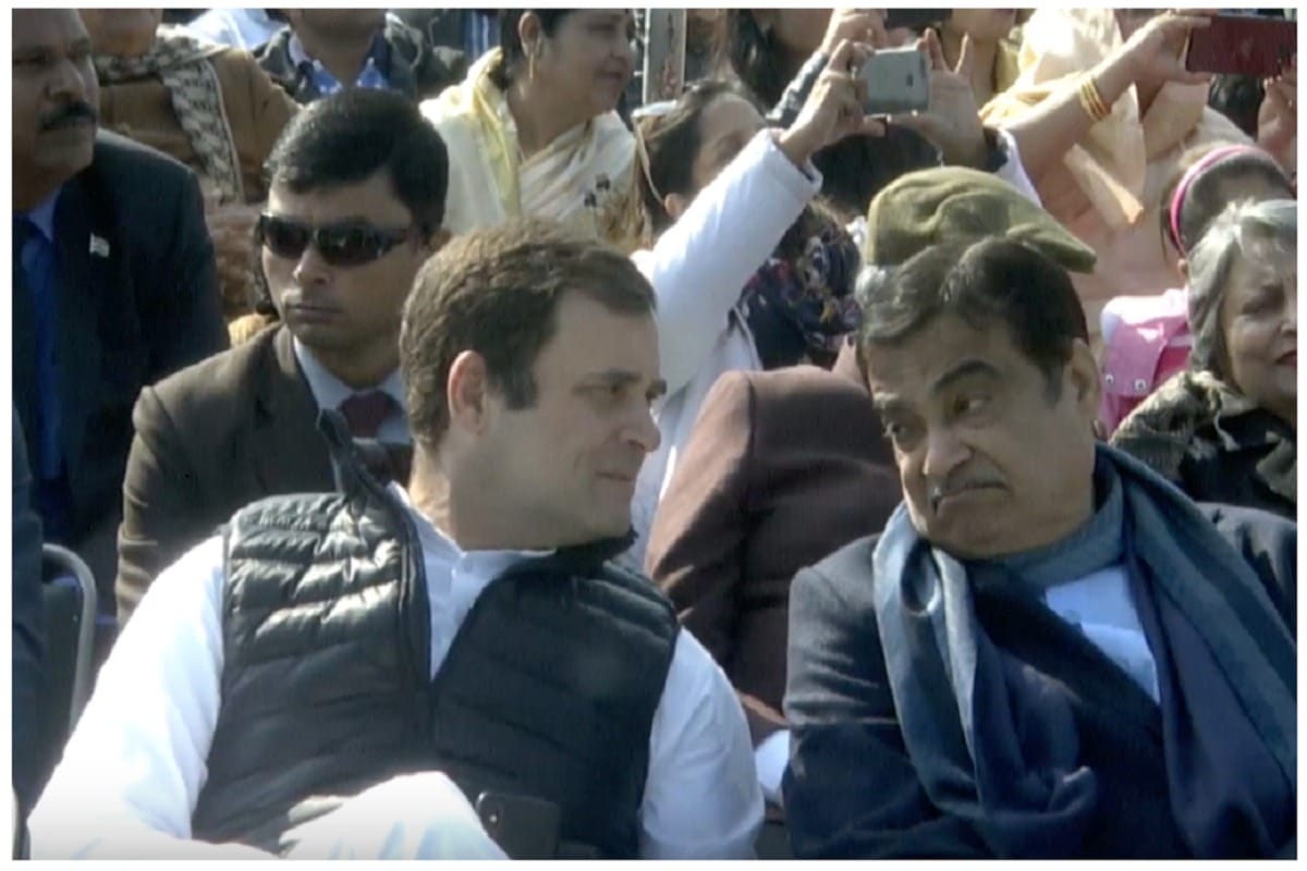 rahul gandhi seated in first line in Republic day 2019 celevration on rajpath with nitin gadkari