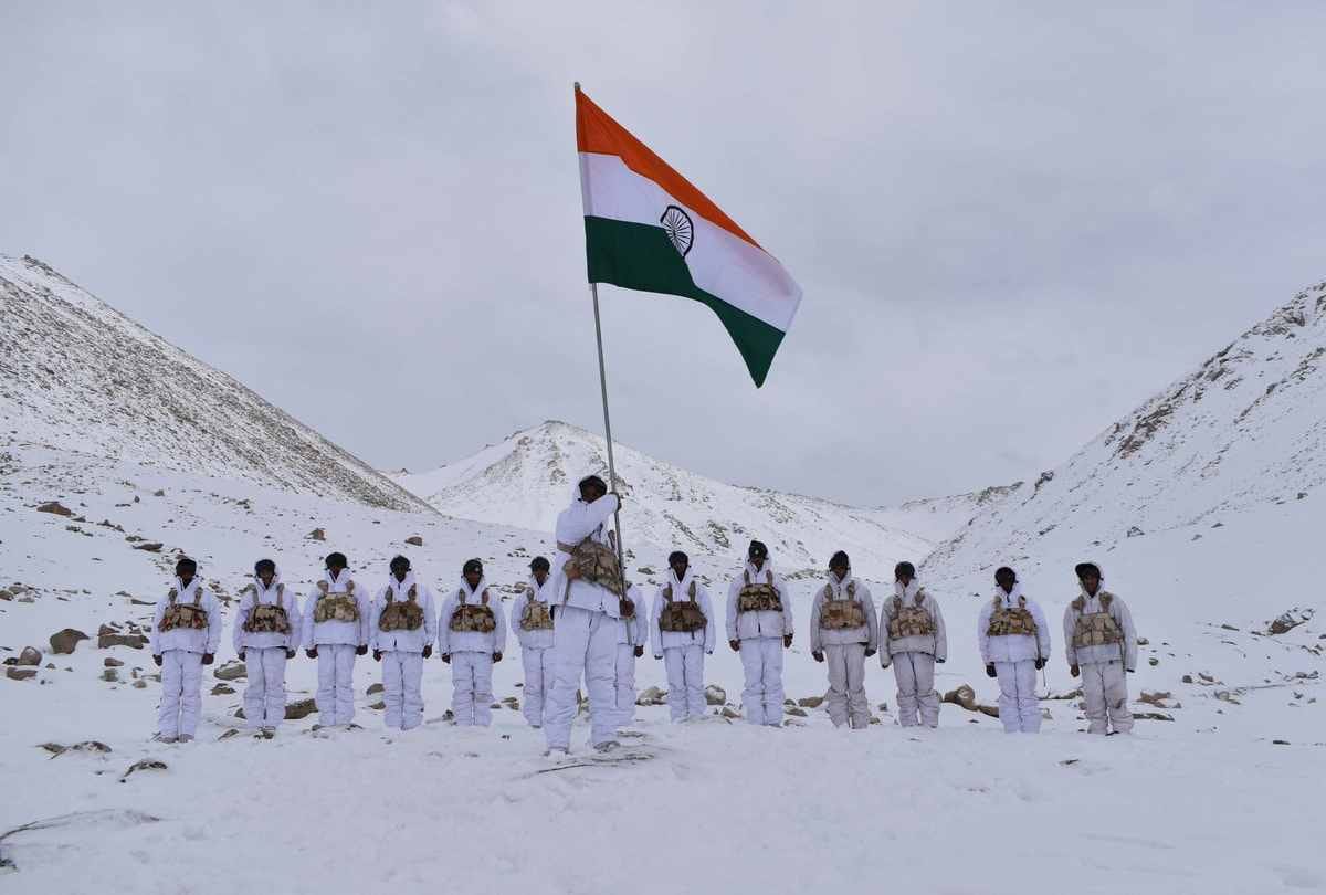 ITBP personnel celebrating Republic Day somewhere in Laddakh