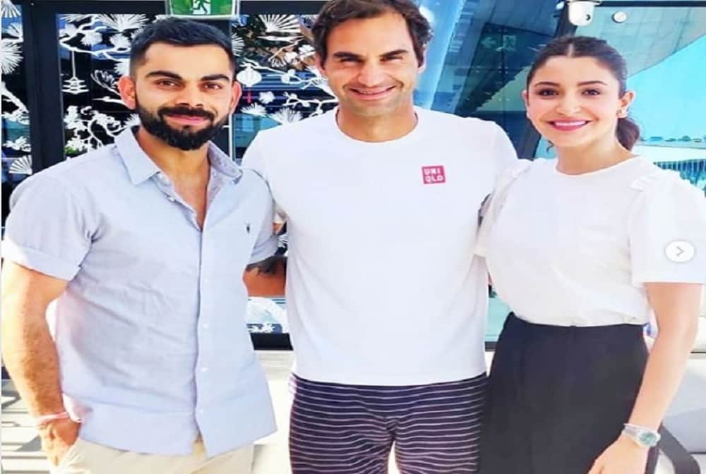 virat kohli Sitting on a bench with wife anushka on full moon night, talking about roger federer 