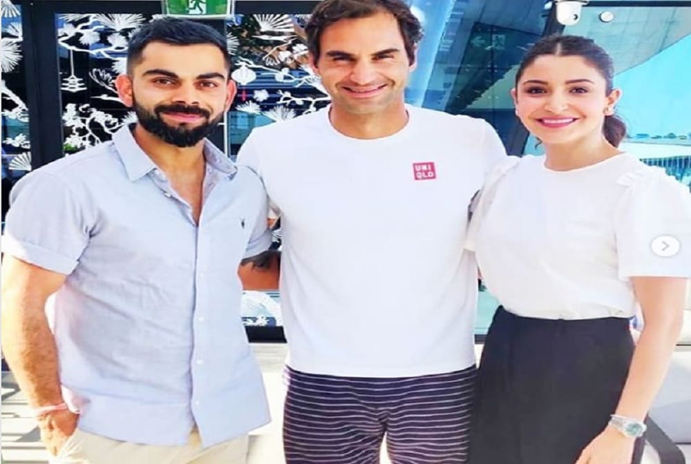 virat kohli Sitting on a bench with wife anushka on full moon night, talking about roger federer 
