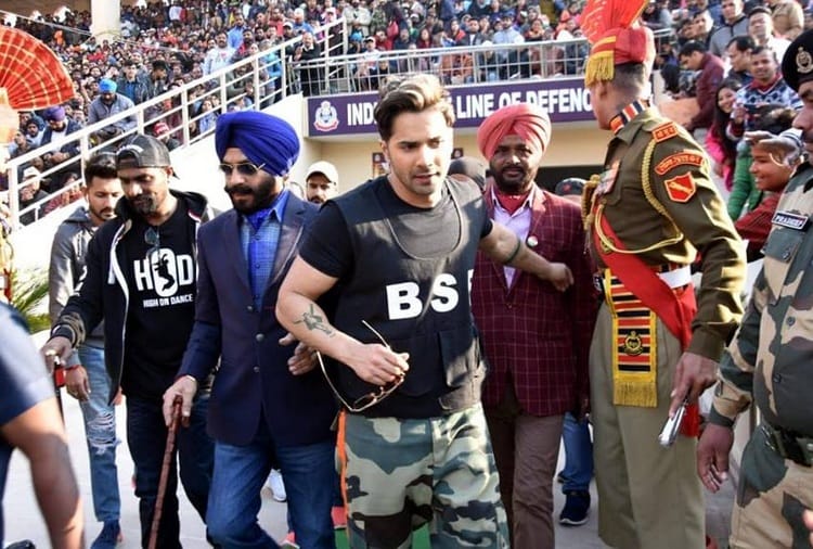 Bollywood Actor Varun Dhawan Performance on Wagah Border, Live Shooting of Movie ABCD3
