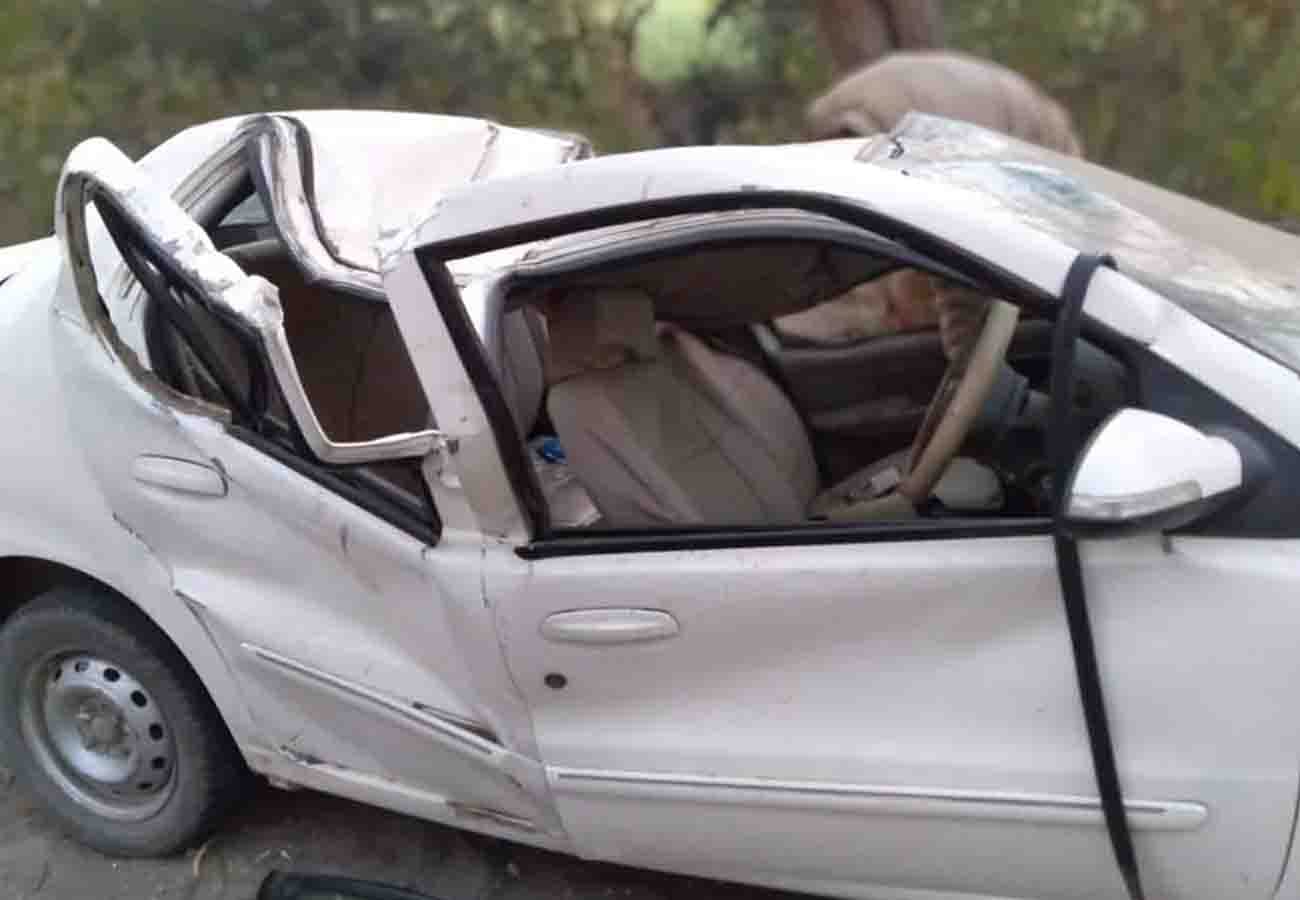 road accident in mahoba, one died and five injured