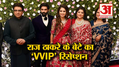 bollywood shahrukh amirabh salman sachin ratan tata ambani at raj Thackeray son marriage reception