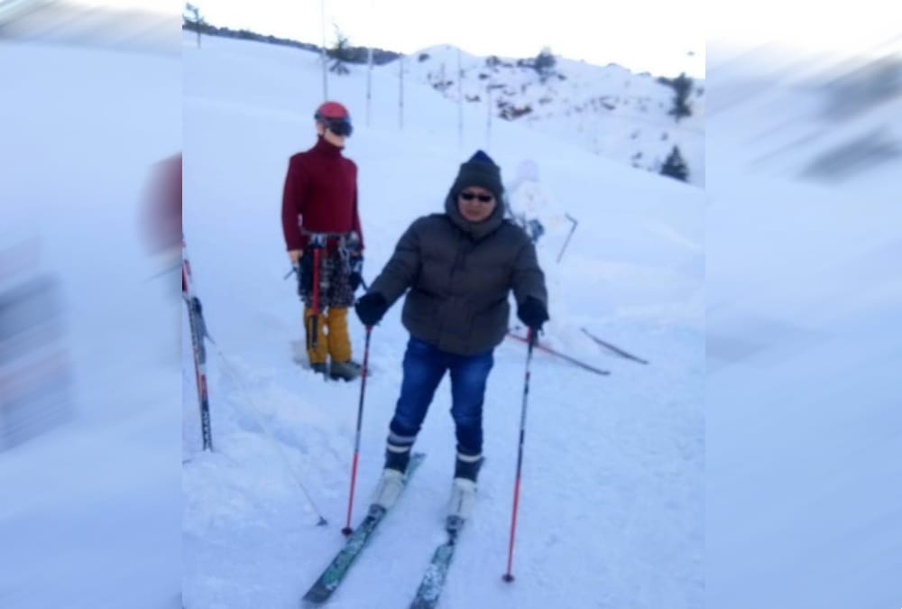 Union state minister kiren rijiju enjoyed skiing in auli 