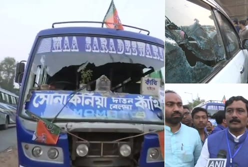 car on fire in Midnapor standing in front of amit shah rally  Vijayvargiya says it will be costly