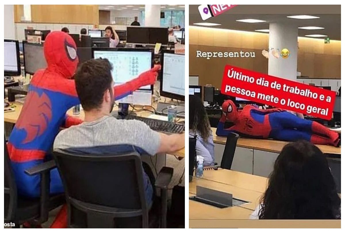 Bank employee turns up at work dressed as Spiderman on his last day video goes viral