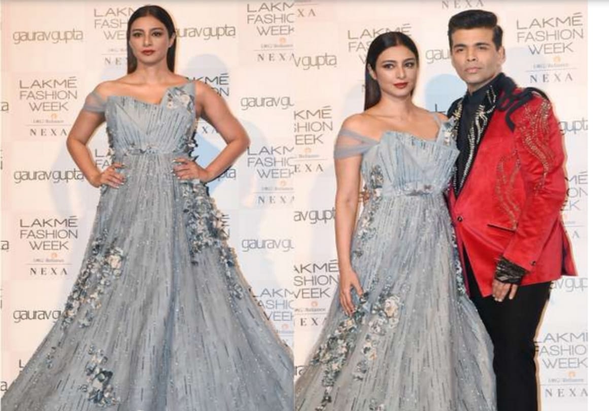 Lakme Fashion Week 2019 Tabu Karan Johar walk the ramp for Gaurav Gupta