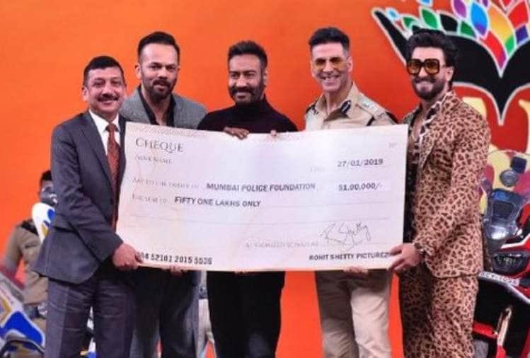 rohit shetty donates 51 lakh rupee to mumbai police from simmba collection