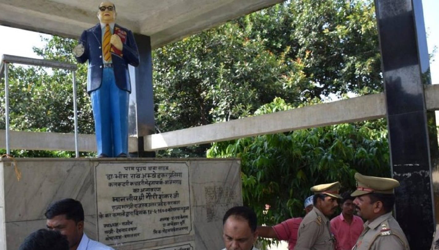 Ambedakar statue broken 6th time in a year in azamgarh