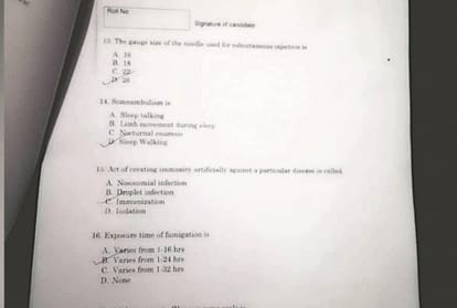 staff nurse recruitment answer sheets viral on social media