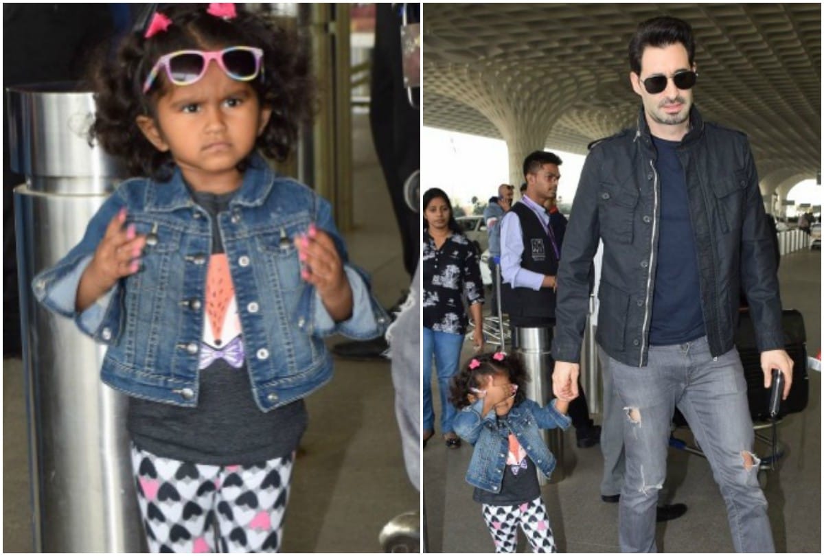 Sunny Leone 3 year daughter Nisha Kaur spotted in style at Mumbai Airport with Daniel Weber