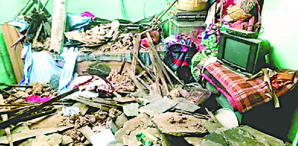 The roof of the room collapsed