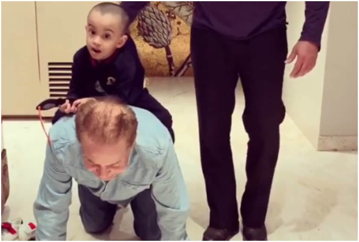 Salman Khan Salim Khan playtime video with Arpita Khan Sharma son Ahil viral on internet