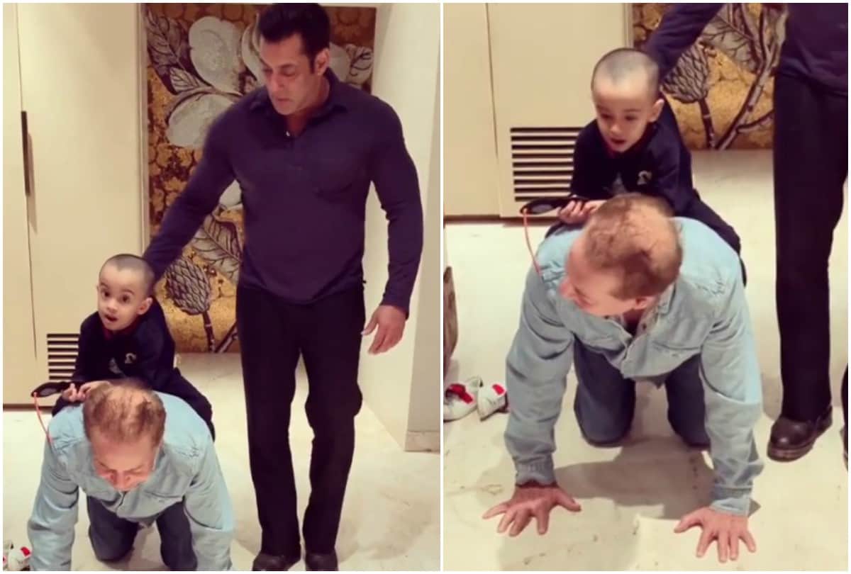 Salman Khan Salim Khan playtime video with Arpita Khan Sharma son Ahil viral on internet