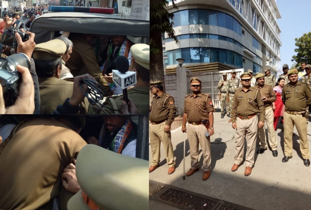trinmool congress activists protest in lucknow.