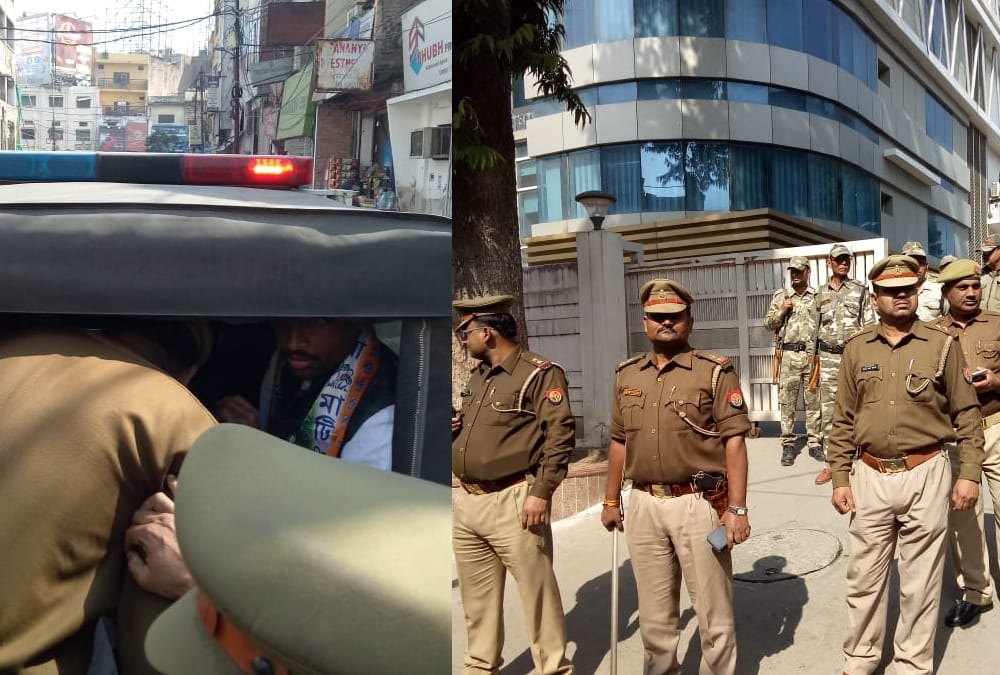 trinmool congress activists protest in lucknow.