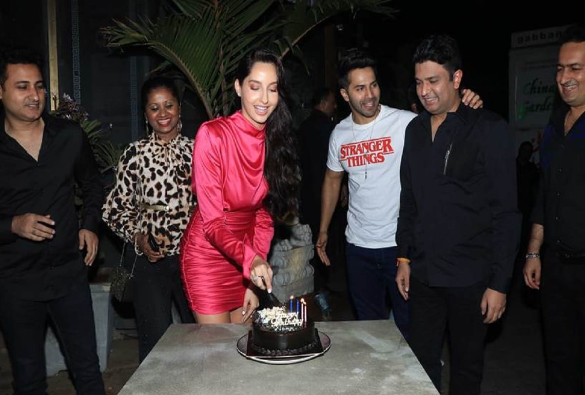 nora fatehi celebrating her 27th birthday with varun dhawan see photos
