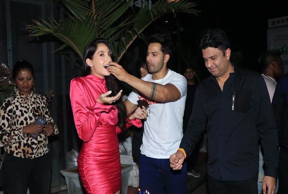 nora fatehi celebrating her 27th birthday with varun dhawan see photos