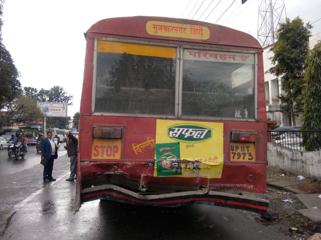 Horrible car and bus accident only son dead in haldwani photos