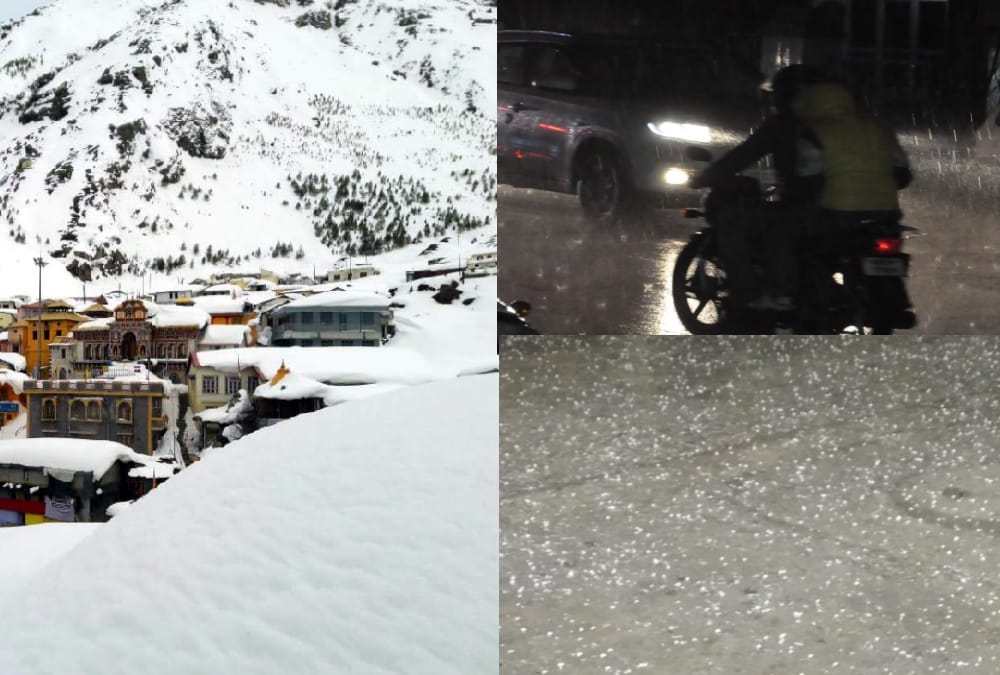Bad weather condition rainfall hailstorm and snowfall photos uttarakhand