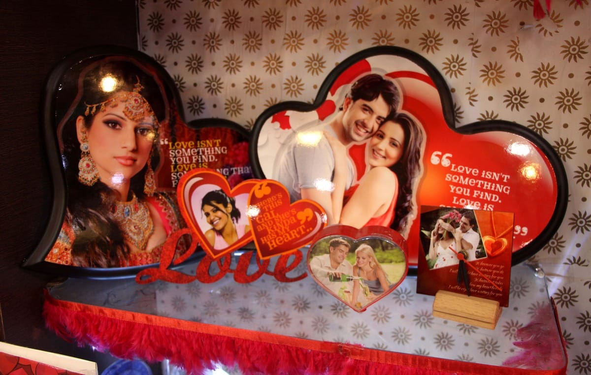 Market prepared for celebration of rose day wit roses and gifts in purvanchal
