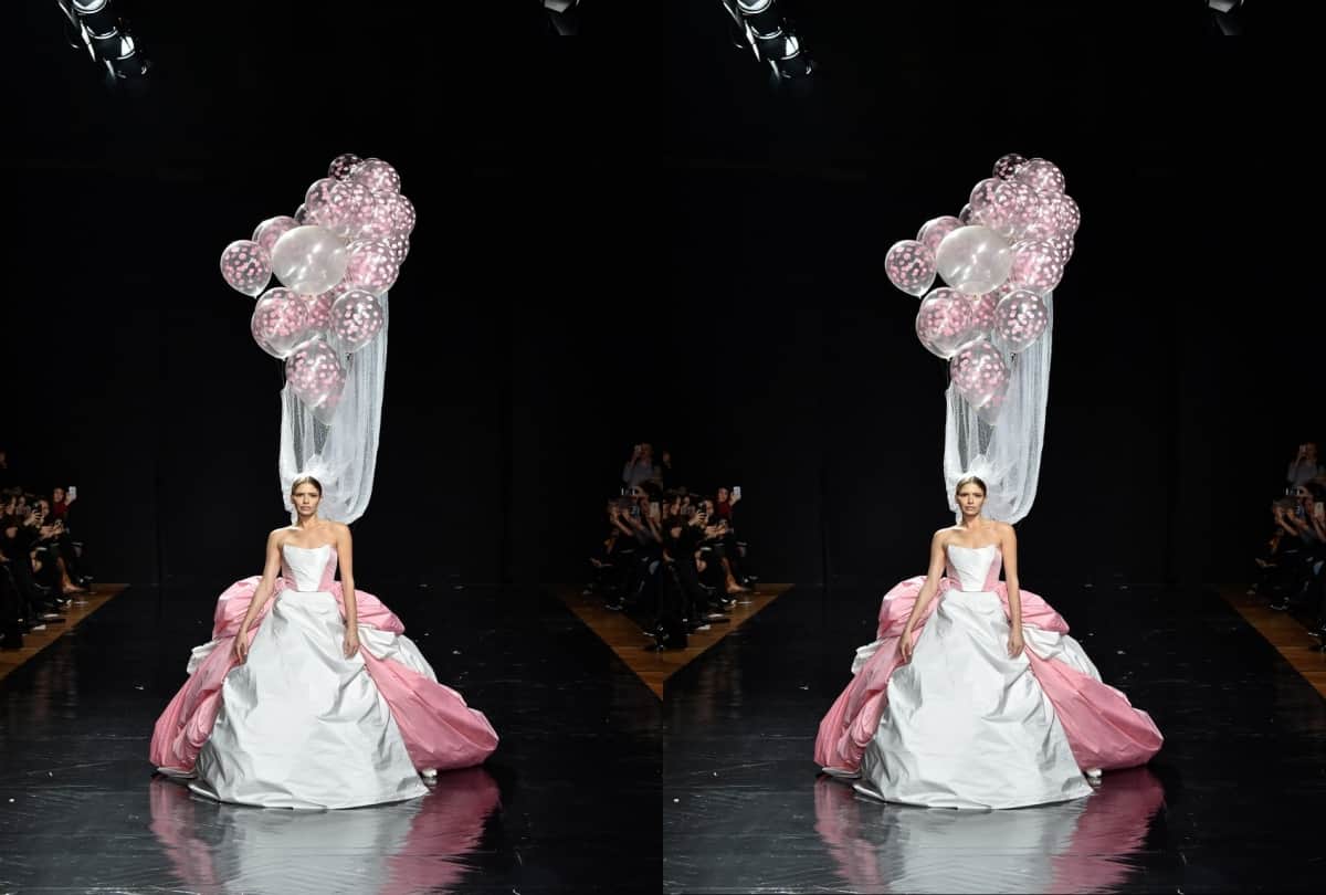 Paris Capture Week wedding decorated balloons with gown