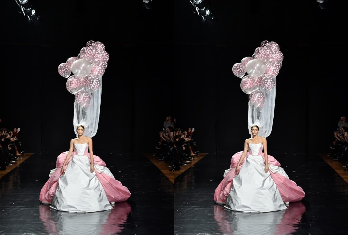 Paris Capture Week wedding decorated balloons with gown