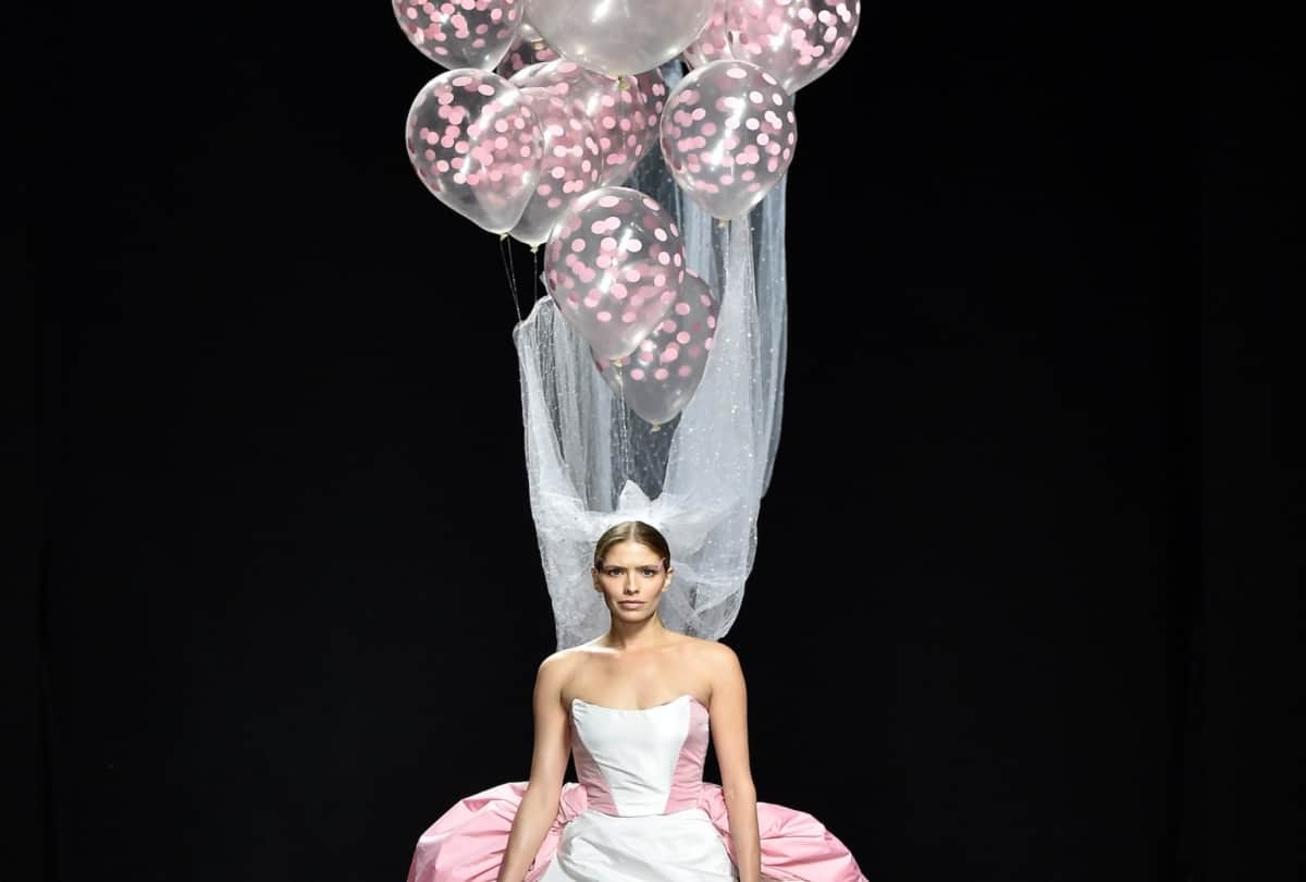 Paris Capture Week wedding decorated balloons with gown
