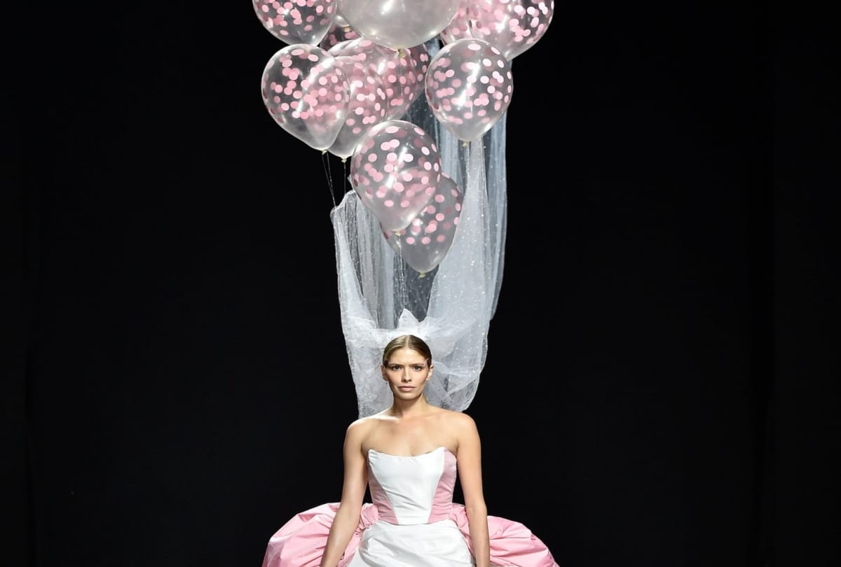 Paris Capture Week wedding decorated balloons with gown