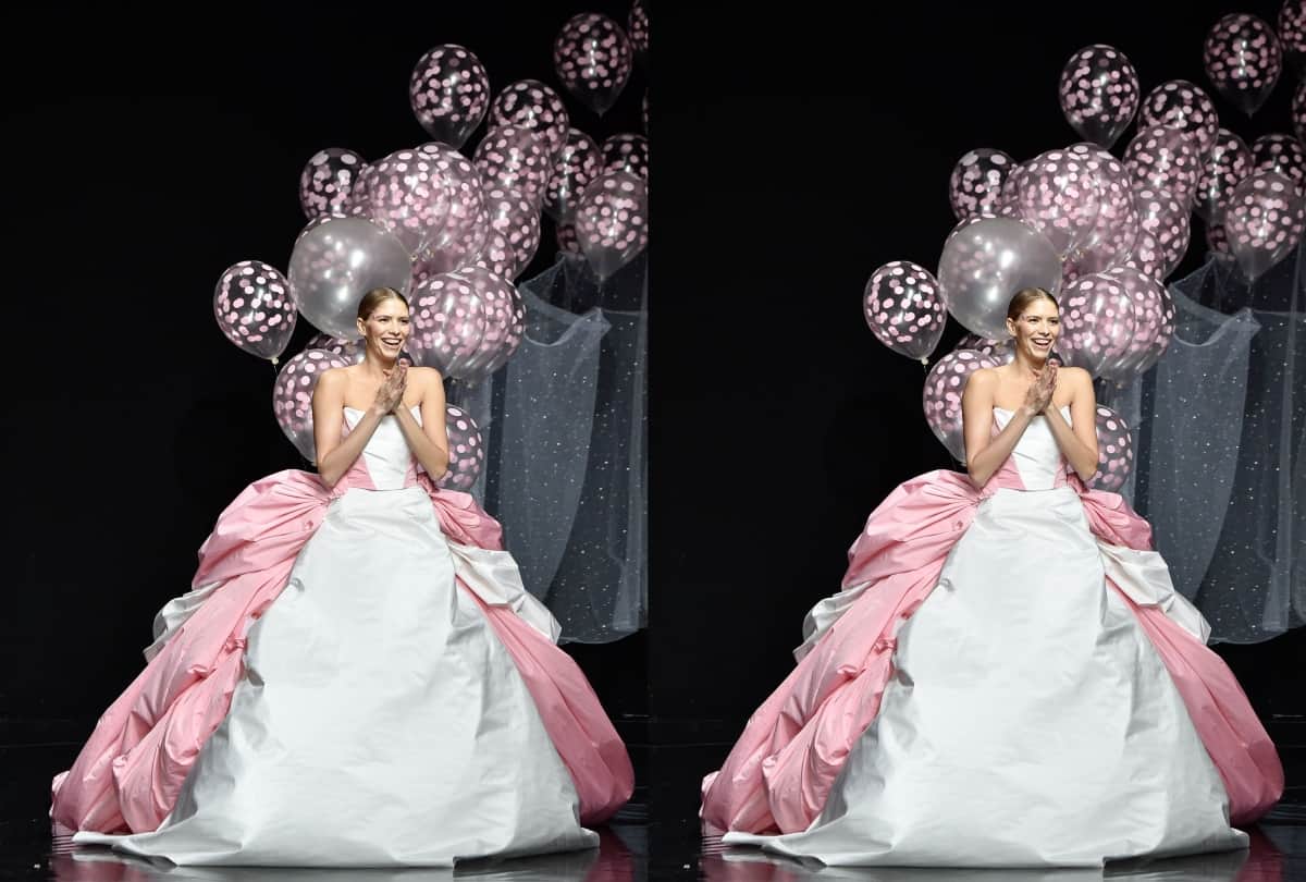 Paris Capture Week wedding decorated balloons with gown