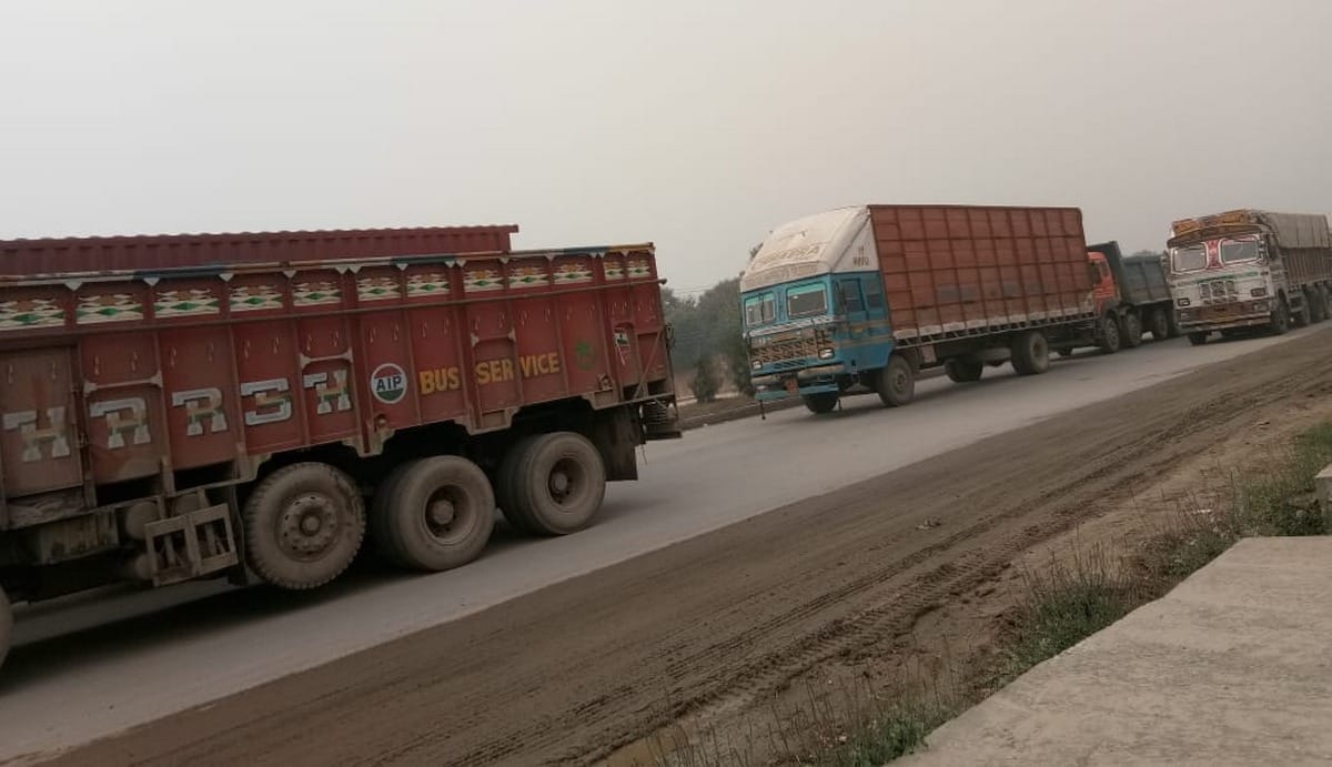 Road jam due to rain in varanasi