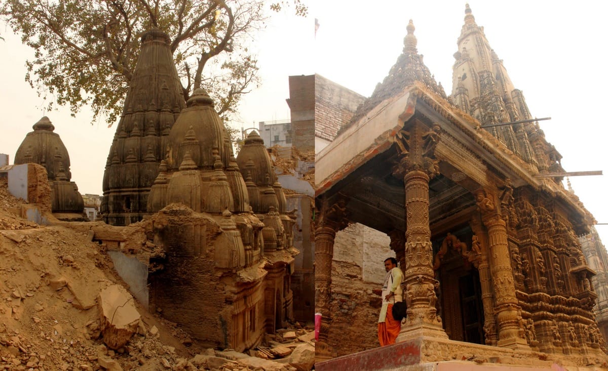 Kashi vishwanath corridor destruction houses and many temples explorers in varanasi