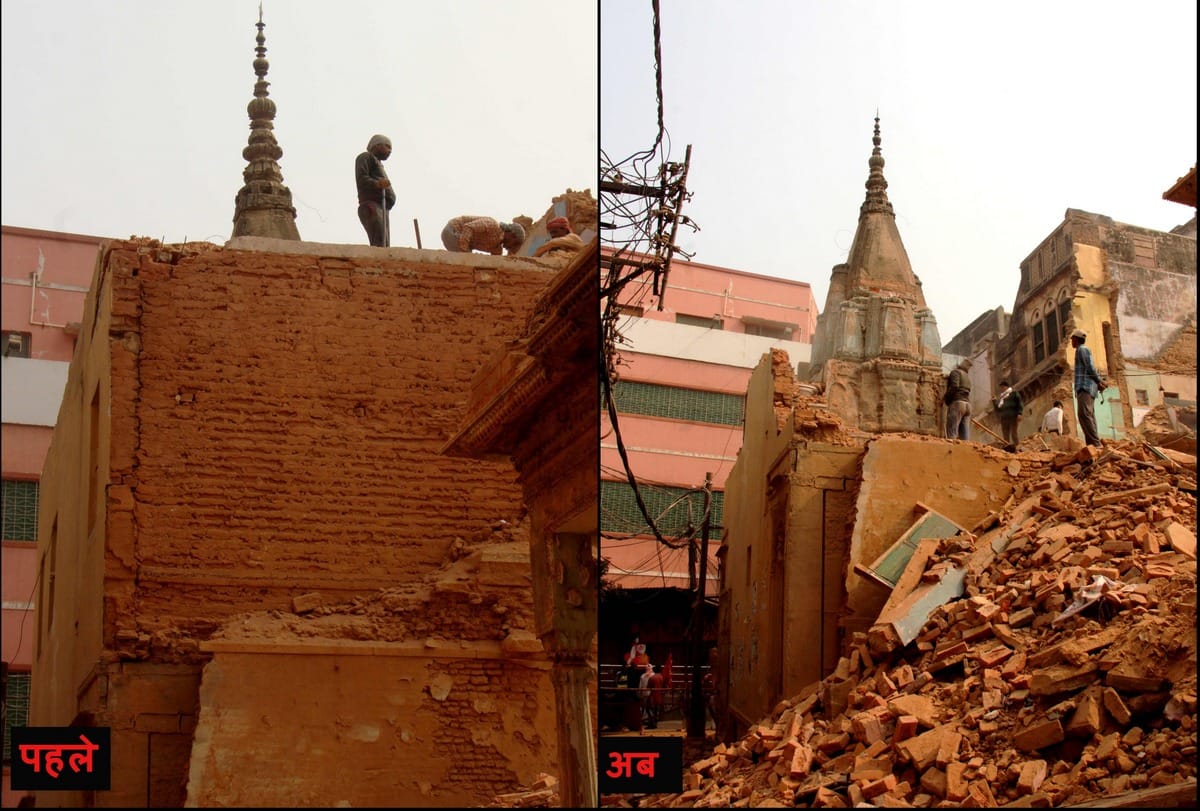 Kashi vishwanath corridor destruction houses and many temples explorers in varanasi